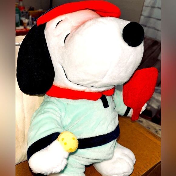 Peanuts Pickleball Snoopy Plush OS Black & White with Racquet and Ball NEW - Picture 1 of 10